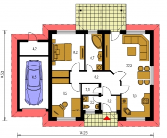 Mirror image | Floor plan of ground floor - BUNGALOW 12